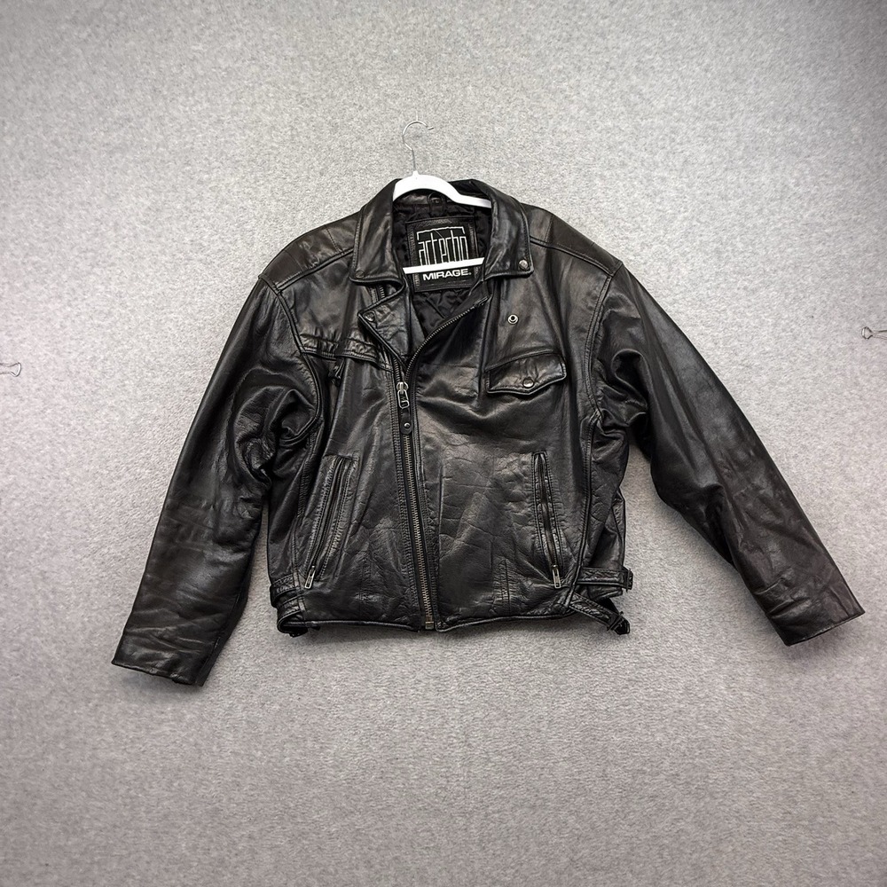 VINTAGE 80'S 90s MIRAGE LEATHER Moto Biker MOTORCYCLE JACKET SIZE Large Artecho